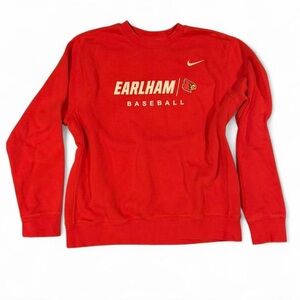 Nike Men's Red Crewneck Sweater Earlham Baseball crewneck size medium